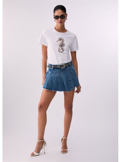 T-shirt con stampa e applicazioni LIU JO | WA6237JS923/P9778